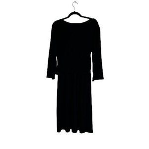 Garnet Hill Faux Wrap Pleated Dress Black Size M